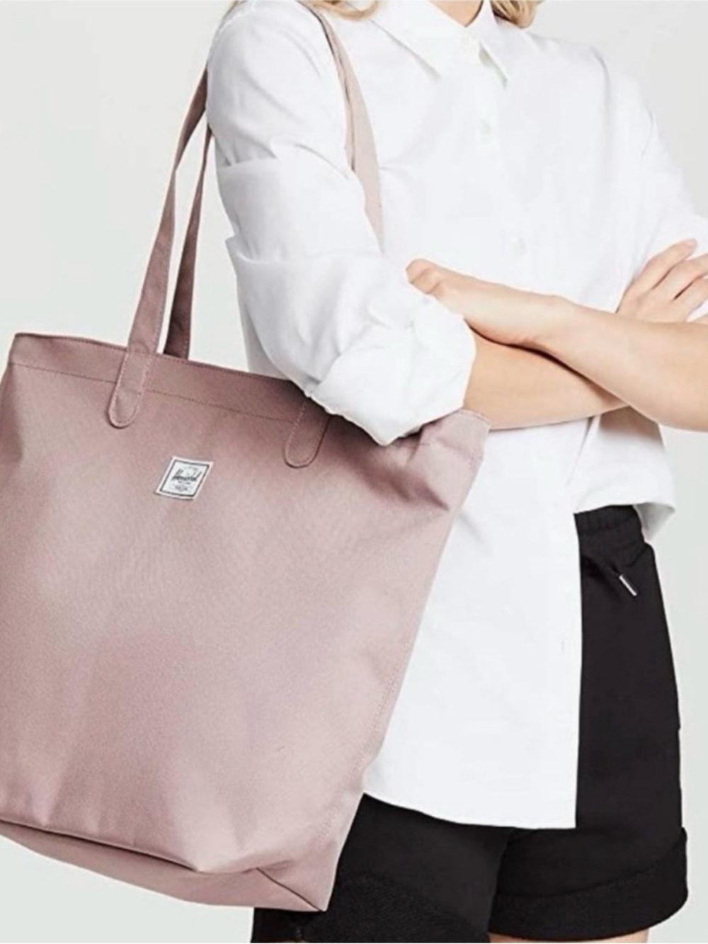 Herschel Supply Co. Mauve Taupe Large Shopper Tote Canvas Travel Work Bag - Picture 15 of 15